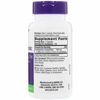 Пробиотик Natrol Acidophilus Probiotic, 100 капсул