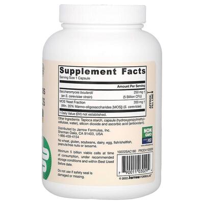 Сахаромицеты Буларди Jarrow Formulas Saccharomyces Boulardii+ MOS, 180 капсул