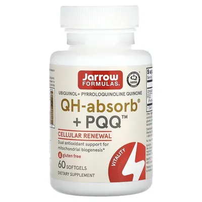 Убіхінол та пірролохінолінхінон Jarrow Formulas Ubiquinol QH + PQQ Absorb, 60 капсул