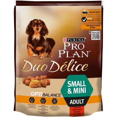 Корм сухой для взрослых собак мелких и карликовых пород Purina Pro Plan Duo Delice с говядиной, 8 упаковок по 700 г