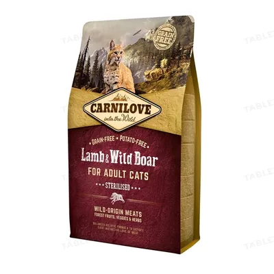 Корм сухий для дорослих стерилізованих кішок Carnilove Lamb & Wild Boar Sterilised з ягнятком та диким кабаном, 2 кг