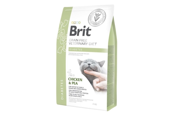 Корм сухой для кошек Brit GF Veterinary Diets Cat Diabets при диабете и гипергликемии c курицей и горохом, 2 кг