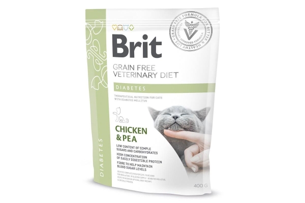 Корм сухой для кошек Brit GF Veterinary Diets Cat Diabets при диабете и гипергликемии c курицей и горохом, 400 г