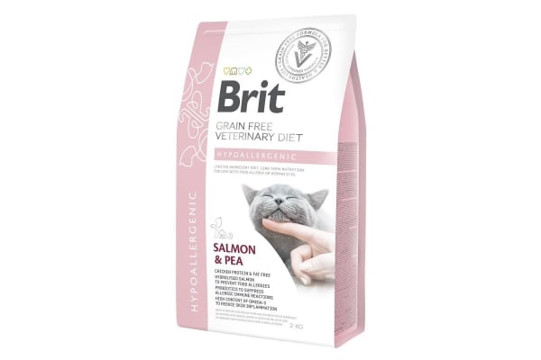 Корм сухой для кошек Brit GF Veterinary Diets Cat Hypoallergenic при пищевой непереносимости с лососем и горохом, 2 кг