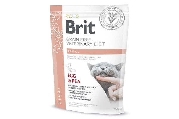 Корм сухой для кошек Brit GF Veterinary Diets Cat Renal при хронической почечной недостаточности с горохом и яйцами, 400 г