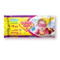 Серветки вологі Super Baby дитячі Ромашка та алое, 15 шт