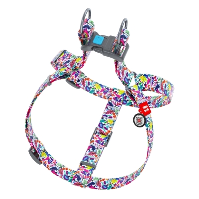 Шлея для собак Collar WAUDOG Nylon Волшебные цветы, с QR паспортом ширина 20 мм, длина 50-80 см