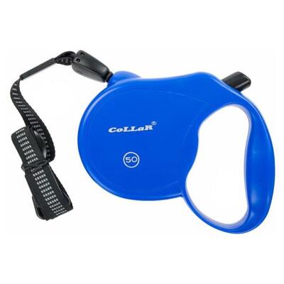 Рулетка Collar control 81122 50 кг светоотражающая лента трос, синяя, 5 м