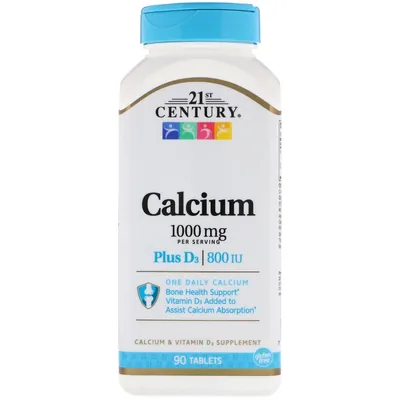 Кальцій 1000 мг + D3 21st Century Calcium Plus D3, 90 капсул