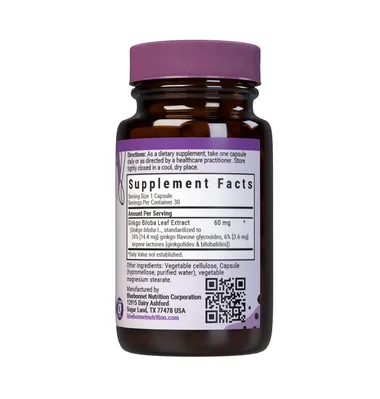 Екстракт листя гінкго білоба Bluebonnet Nutrition Ginkgo Biloba Leaf Extract, 30 гелевих капсул