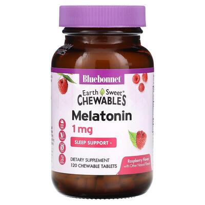 Мелатонин 1 мг Bluebonnet Nutrition Earth Sweet Chewables, вкус малина, 120 жевательных таблеток