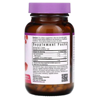 Мелатонин 1 мг Bluebonnet Nutrition Earth Sweet Chewables, вкус малина, 120 жевательных таблеток