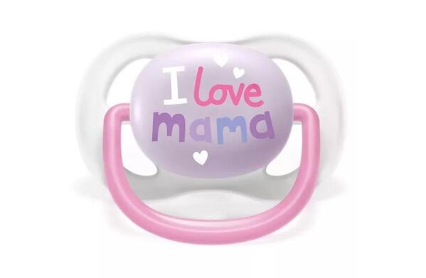 Пустышка силиконовая Philips Avent Ultra Air I love SCF080/02 ортодонтическая, 0-6 месяцев, для девочки, 2 шт