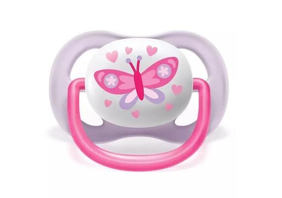 Пустышка силиконовая Philips Avent Ultra Air I love SCF080/02 ортодонтическая, 0-6 месяцев, для девочки, 2 шт