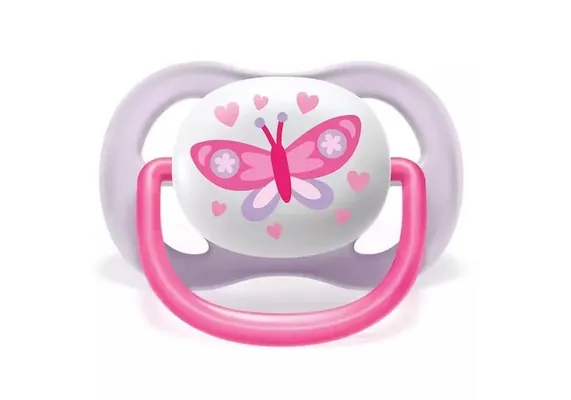 Пустушка силіконова Philips Avent Ultra Air I love SCF080/02 ортодонтична, 0-6 місяців, для дівчинки, 2 шт