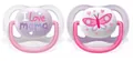 Пустушка силіконова Philips Avent Ultra Air I love SCF080/02 ортодонтична, 0-6 місяців, для дівчинки, 2 шт