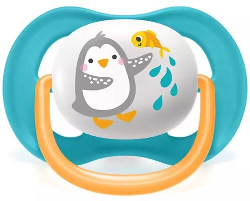 Пустышка силиконовая Philips Avent Ultra Air Animal SCF080/07 ортодонтическая, для мальчиков, 6-18 месяцев, 2 шт