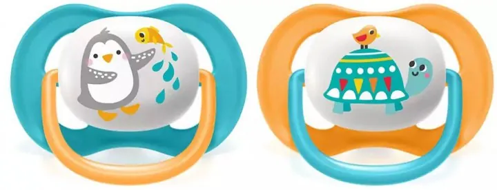 Пустушка силіконова Philips Avent Ultra Air Animal SCF080/07 ортодонтична, для хлопчиків, 6-18 місяців, 2 шт