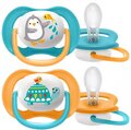 Пустышка силиконовая Philips Avent Ultra Air Animal SCF080/07 ортодонтическая, для мальчиков, 6-18 месяцев, 2 шт