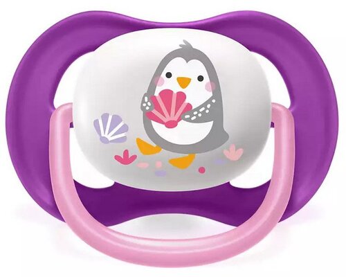 Пустышка силиконовая Philips Avent Ultra Air Animal SCF080/08 ортодонтическая, для девочек, 6-18 месяцев, 2 шт