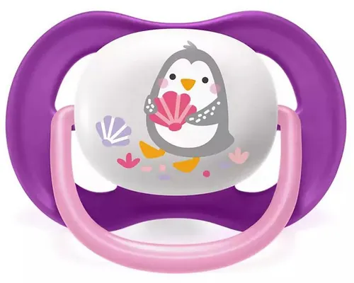 Пустушка силіконова Philips Avent Ultra Air Animal SCF080/08 ортодонтична, для дівчаток, 6-18 місяців, 2 шт