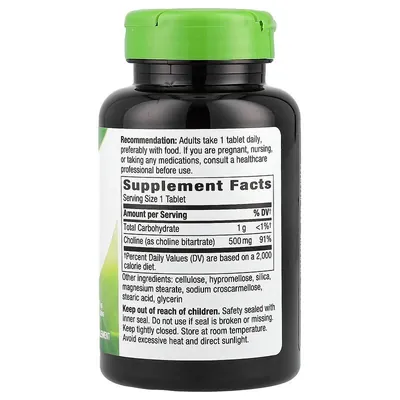 Холін Nature's Way Choline 500 мг, 100 таблеток