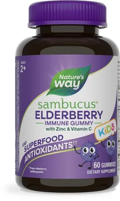 Чорна бузина для дітей Nature's Way Sambucus Kids Elderberry Immune, 60 жувальних цукерок