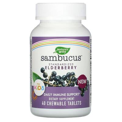 Чорна бузина для дітей Nature's Way Sambucus Kids для імунітету, 40 жувальних таблеток