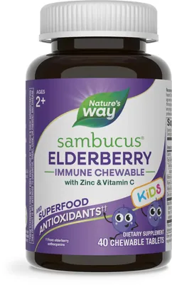 Чорна бузина для дітей Nature's Way Sambucus Elderberry Kids Immune, 40 жувальних таблеток