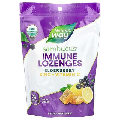 Черная бузина и цинк Nature's Way Sambucus Zinc мед лимон леденцы №24