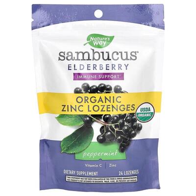 Черная бузина и цинк Nature's Way Sambucus Zinc мята леденцы №24