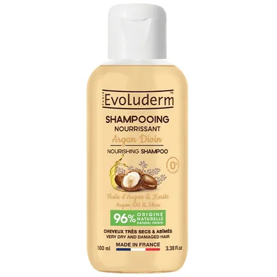 Шампунь Evoluderm для сухого та пошкодженого волосся живильний з аргановою олією, 100 мл