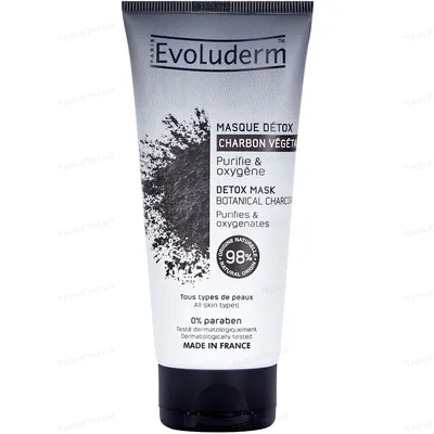 Маска Evoluderm для всіх типів шкіри детокс з вуглем, 100 мл