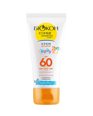 Крем детский Биокон BABY водостойкий с пантенолом и пребиотиком, SPF60, 60 мл