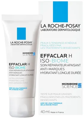 Крем для обличчя La Roche-Posay Effaclar H Iso-Biome відновлюючий заспокійливий для зневодненої чутливої шкіри схильної до недоліків, 40 мл