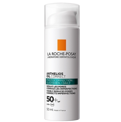 Гель-крем солнцезащитный La Roche-Posay Anthelios Oil Correct для проблемной кожи лица, склонной к жирности и несовершенствам SPF50+, 50 мл