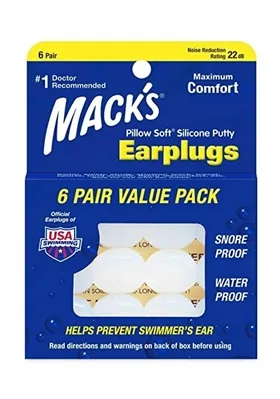 Беруші вкладки вушні MACK`S Pillow Soft Silicone Earplugs 7 силіконові білі, 6 пар