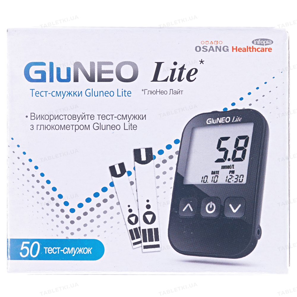 Тест-полоски GluNeo Lite для глюкометра, 50 штук (2х25) : инструкция ...