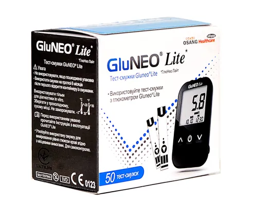 Тест-смужки GluNeo Lite для глюкометра, 50 штук (2х25)
