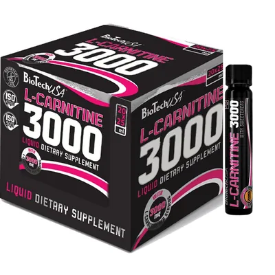Жироспалювач Biotech L-CARNITINE 3000 AMPULE апельсин, 20 штук по 25 мл