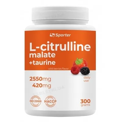L-цитрулін малат з таурином Sporter L-Citrulline malate, 300 г