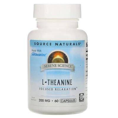 L-Теанин Source Naturals L-Theanine 200 мг, 60 капсул