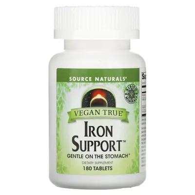 Залізо Source Naturals Iron Support Vegan True, 180 таблеток