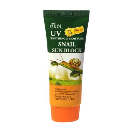 Крем солнцезащитный Ekel UV Snail Sun Block SPF 50+/PA+++ с муцином улитки, 70 мл