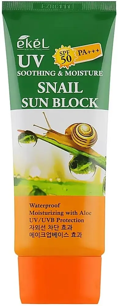Крем Ekel Snail Sun Block SPF50/PA+++ сонцезахисний з муцином равлика, 70 мл