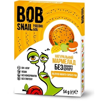 Мармелад Bob Snail Jelly яблуко-манго-гарбуз-чіа, 54 г