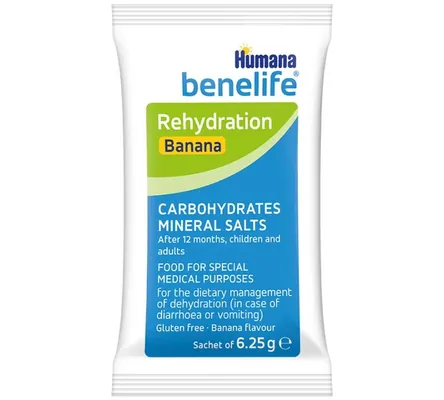 Суміш регідратаційна Humana Benelife Rehydration з бананом для дітей з 12 місяців і старше, 6.25 г