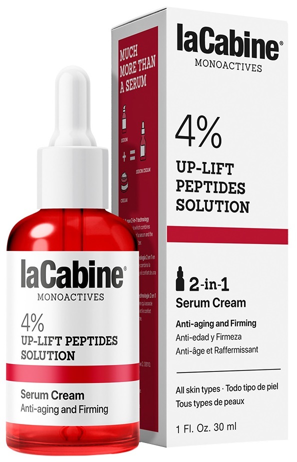 Крем-сыворотка La Cabine 4% Up-Lift Peptides 2 in 1 с пептидами 4% антивозрастная для упругости и эластичности кожи, 30 мл