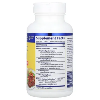 Травні ферменти з пробіотиками Enzymedica Digest Gold + Probiotics, 180 капсул