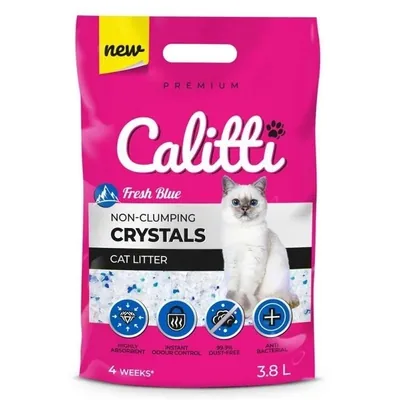 Наповнювач для котячого туалету Calitti Crystals Fresh blue силікагелевий Гірська свіжість blue, 3,8 л